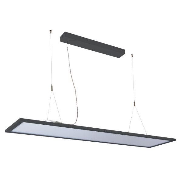 MODUS Q, LED panel, prizmatic cover, pendant dirkt/indirekt, 2x LED 840, rectangle C, black, driver 1400mA, DALI,  driver box with suspension image 1
