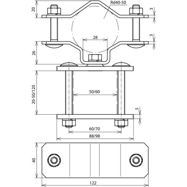 Fixing clamp f. DEHNiso-Combi 1 1/2-2  f. constructions -60x120mm image 2