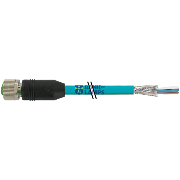 M12 female 0° D-cod. with cable shielded PUR 1x4xAWG22 gn 1m image 1