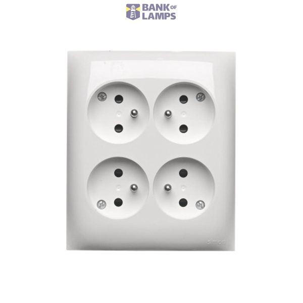 Quadruple socket outlet with earthing - IP20 version with shutters, 16A, Screw, white image 1