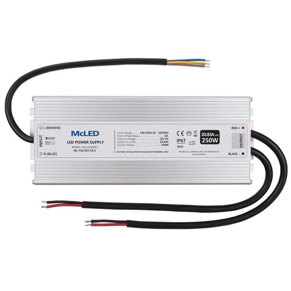Power supply 250W DC12V/20.83A IP67 Al image 1
