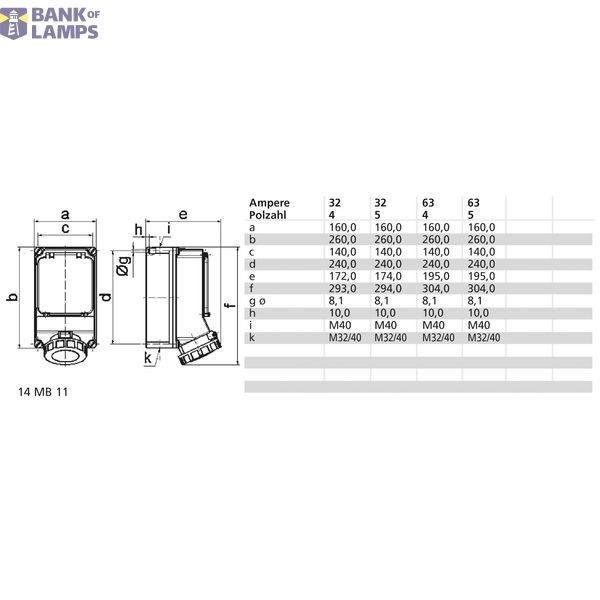 WCD 6h 63A 5P 400V IP67 260x160 G Ni image 3