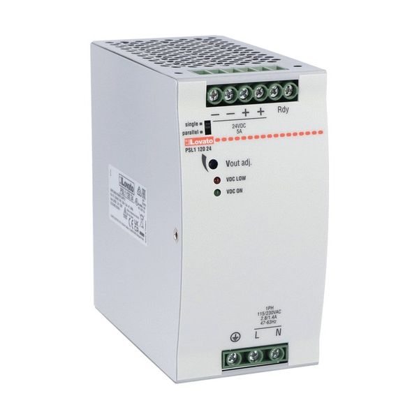 DIN rail switching power supply, single-phase. 24VDC, 5A/120W image 1