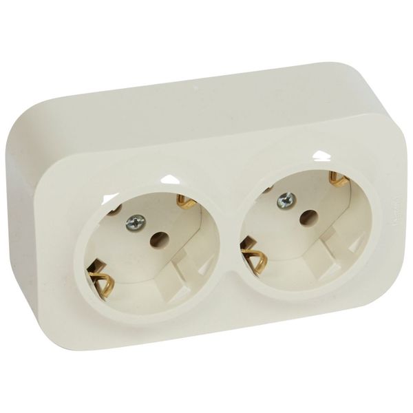 2X2P+E SCHUKO SOCKET IVORY image 1