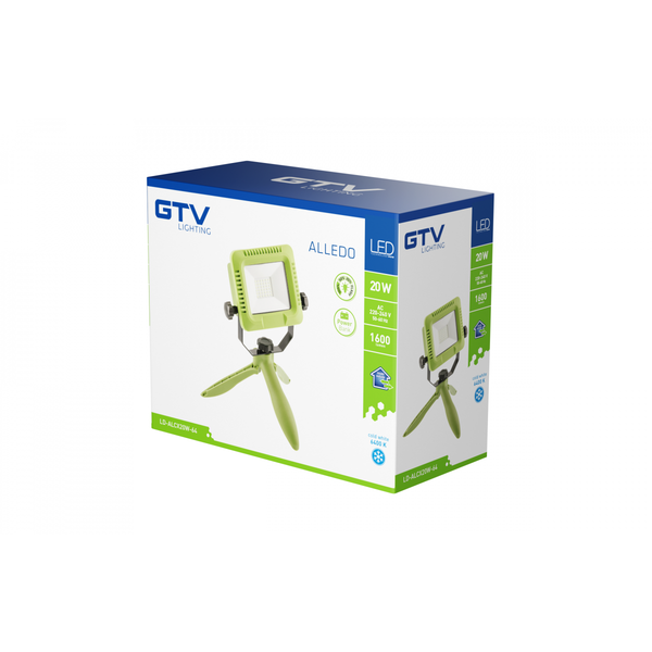 LED floodlight with rechargeable battery ALLEDO, 20 W, 1600 lm, 6400 K, USB 5V/1A, RA>80, IP54, 120°, green image 3