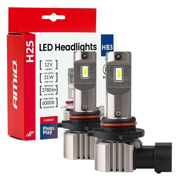LED Headlights Series H25 CANBUS HB3 9005 12V 31W AMIO-04714 image 1