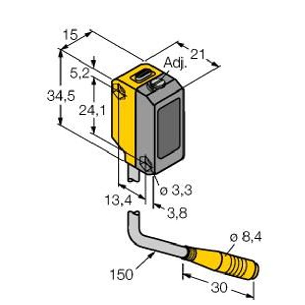 Photoelectric Sensor Diffuse Mode Sensor with Adjustable Background Suppression   QS18VP6AF100Q image 1