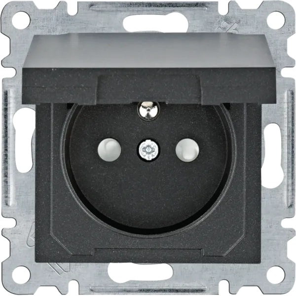 lumina Socket with earthing and contact shutter cover, black image 1