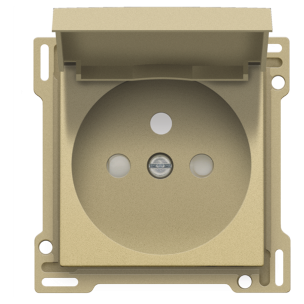 Finishing set for socket outlet with hinged lid, pin earthing and shutters, flush-mounting depth 28.5 mm, gold coated image 1