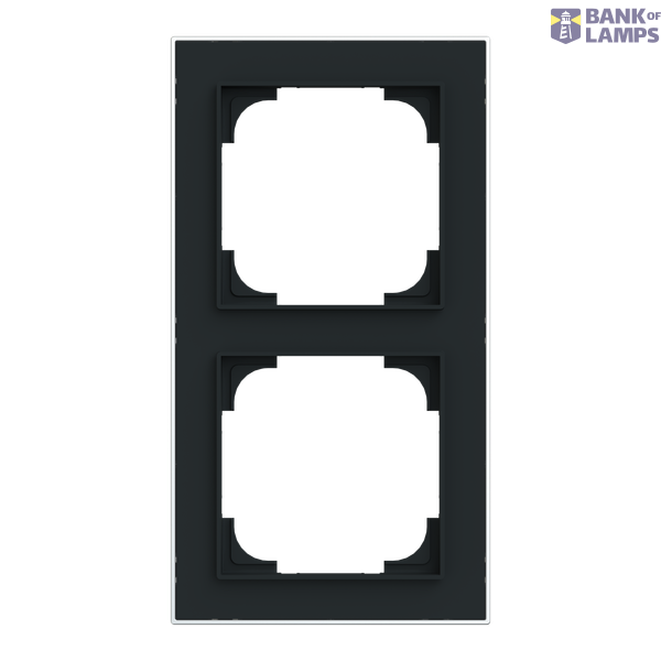 1722-456M-500 Cover  with decor ring, 2gang black matt chrome image 1