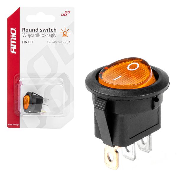 Round switch with Yellow Light 12/24V max 20A ON/OFF image 1