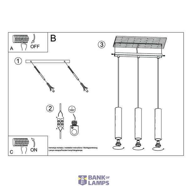 HANGING LAMP LAGOS 3 GOLDEN GLOSS GU10 3X10W IP20 image 5