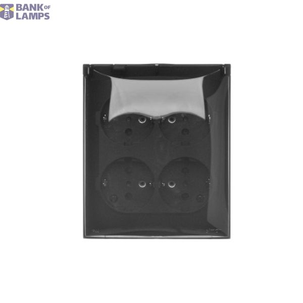 Quadruple socket outlet with SCHUKO earthing - in IP44 version - transparent flap, 16A, quick connection, black matt image 1