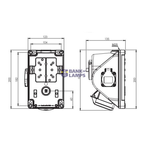 Fixed socket COMBO-POL 32A 4P 6h IP44 image 2