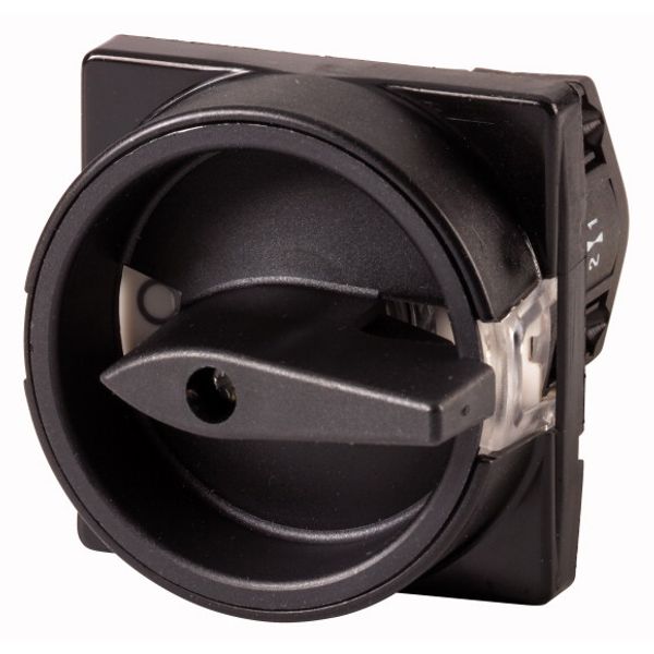 TM-1-8291/E/SVB-SW Control circuit switches, TM, 10 A, flush mounting, Contacts: 2, STOP function, With black rotary handle and locking ring, Lockable in the 0 (Off) pos image 1
