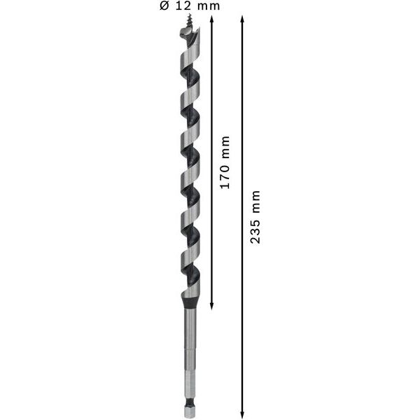 Wood auger bit, hexagon 12 x 170 x 235 mm, d 6,35 mm image 2