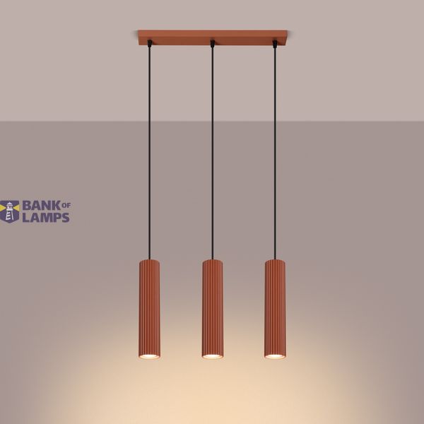 Elegant KARBON pendant lamp with three pendants, red ceiling plate, 3xGU10 image 9