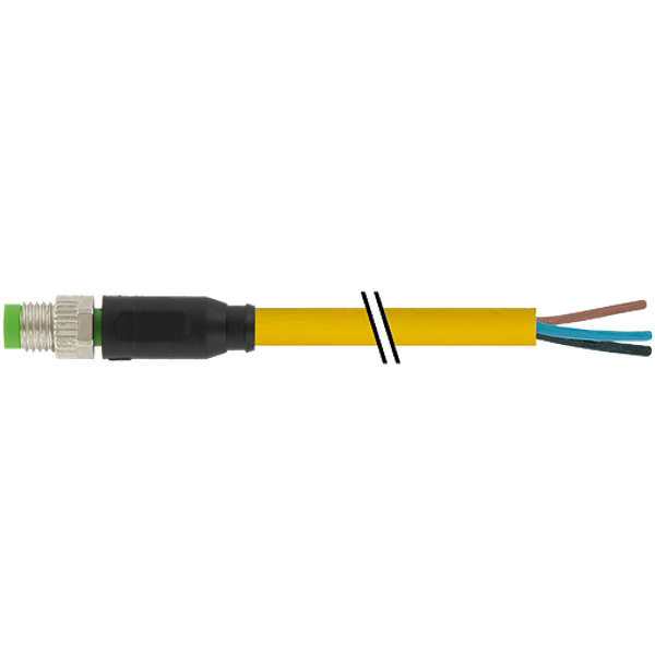 M8 male 0° A-cod. with cable PUR 3x0.25 ye UL/CSA+drag ch. 1.65m image 1