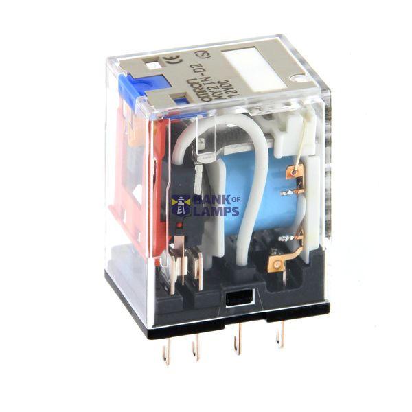 Relay, plug-in, DPDT, 10 A, mech. & LED indicator, test button, diode, MYS 2403C image 3