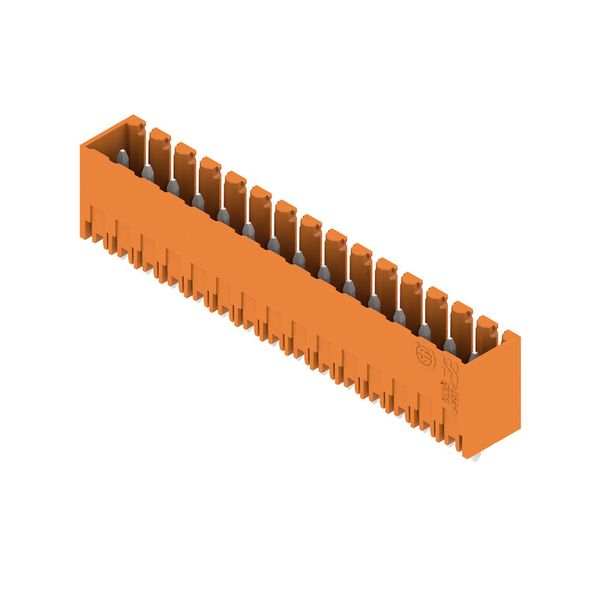 PCB plug-in connector, male header, closed side, THT solder connection, 3.50 mm, Number of poles: 15, 180°, Solder pin length (l): 3.2 mm, tinned, orange, Box image 4