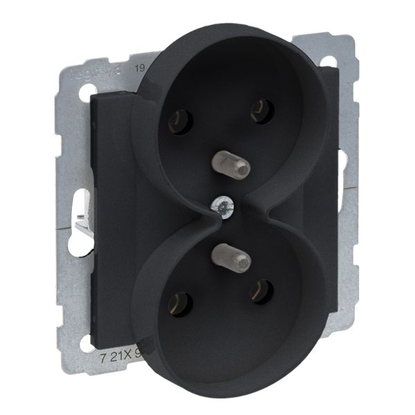 2X2P+E SOCKET FRENCH STANDARD SCREW TERMINALS (SPECIFIC POLISH) BLACK image 1