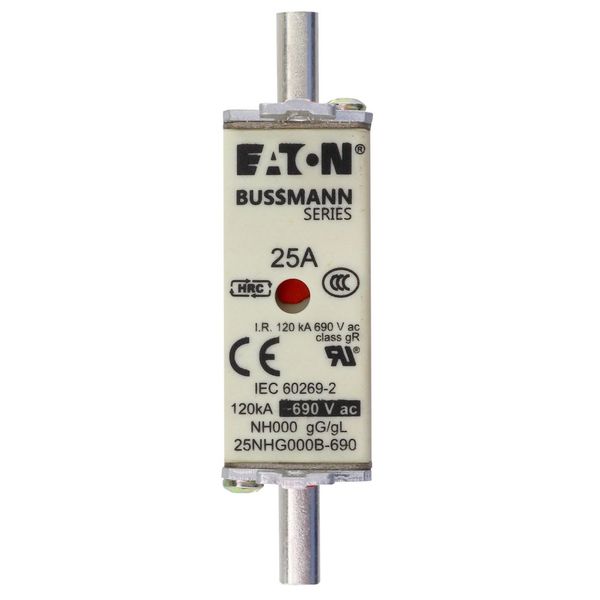 Fuse-link, LV, 25 A, AC 690 V, NH000, gL/gG, IEC, dual indicator, live gripping lugs image 17