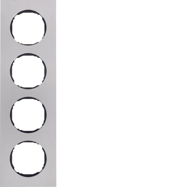 Frame 4gang, flat, R.8, stainless steel image 1