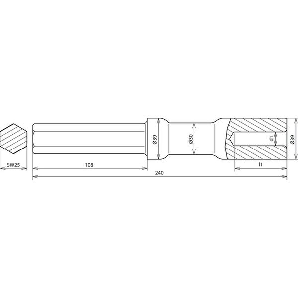 Hammer insert for earth rods D 25mm L 240mm for Atlas Copco width acro image 2