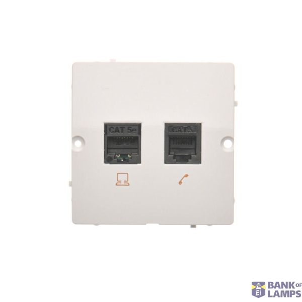 Computer socket RJ45 category 5e + telephone socket RJ12, (module), white image 1
