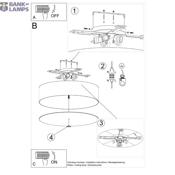 CEILING LAMP SCALE 60 BLACK E27 5X60W IP20 image 4