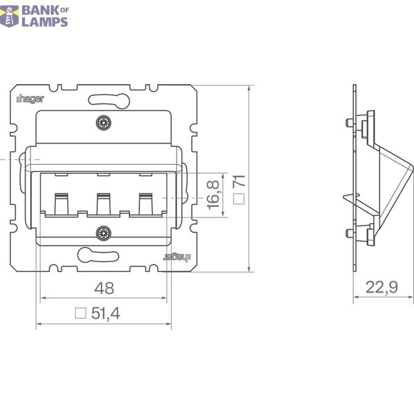 Centraalpl voor 3 MINI-COM-modules, A.x/C.x/S.x/B.x/Q.x/K.x, wit glz. image 2