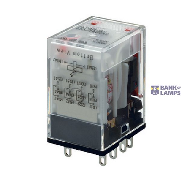 Relay, plug-in, 14-pin, 4PDT, 6 A, mechanical & LED indicators, 24 VAC MY4 5505M image 1