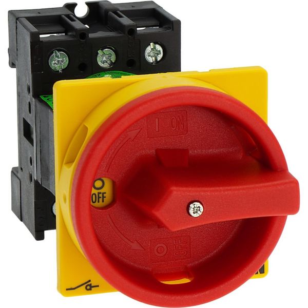 P1-32/V/SVB Main switch, P1, 32 A, rear mounting, 3 pole, Emergency switching off function, With red rotary handle and yellow locking ring, Lockable in the 0 (Off image 20