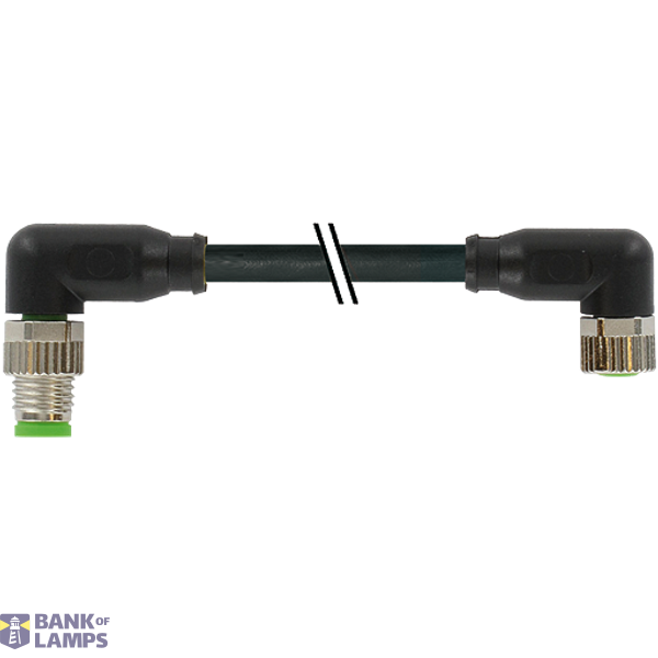 M8 male 90° / M8 female 90° A-cod. PUR 3x0.25 bk UL/CSA+robot 5.0m image 1