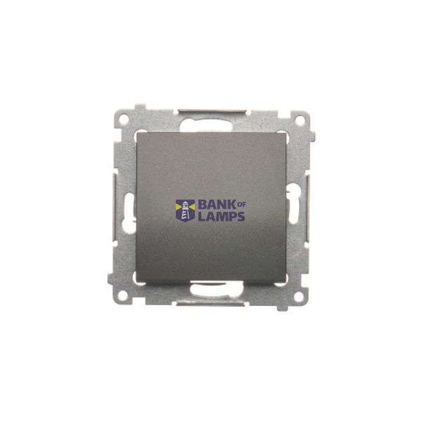 Two-way switch without pictogram, (module), 16AX, Screw, anthracite, metalic image 1