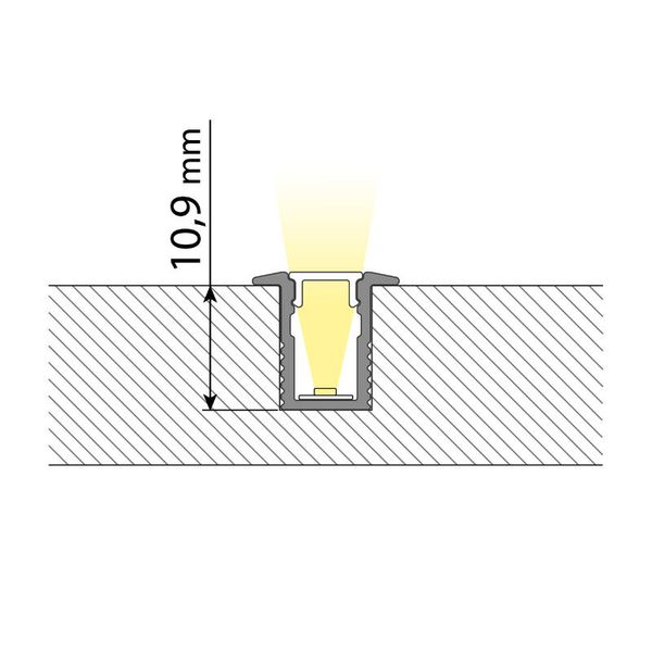 Built-in aluminum profile VN, 13x12mm, matte diffuser, 2m image 1