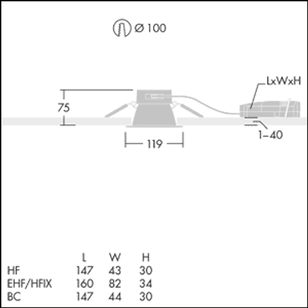 CHAL3 100 800-840 EHF RSB - LED ceiling-recessed luminaire image 3