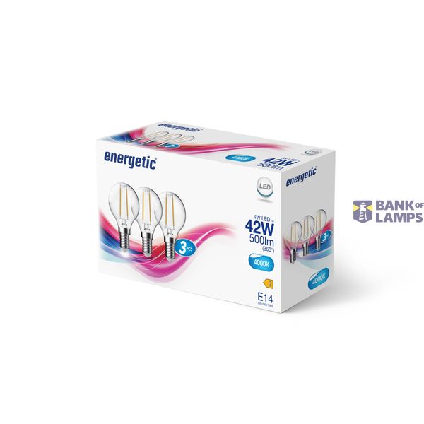 Light Bulb Clear E14 | 3-pack | G45 | 4000 Kelvin | 500 Lumen image 2