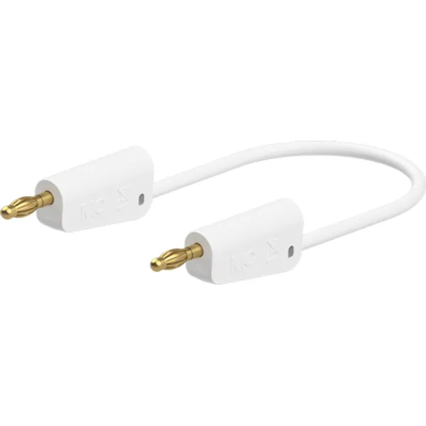 Measuring lead with (4 mm lamella plug, straight) to (4 mm lamella plug, straight), 1 m, white, PVC, 2.5 mm², 64.1035-10029 image 1