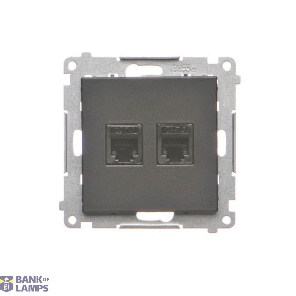 RJ12 double telephone socket, black matt image 1