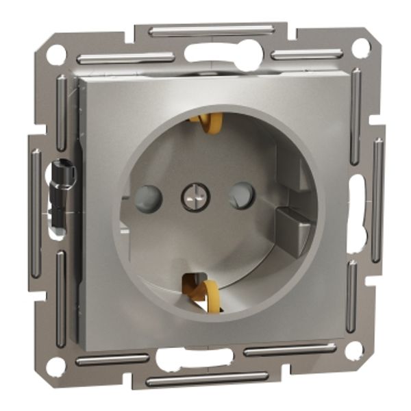 Socket Outlet Asfora Side Earth Shuttered 16A Bronze image 1