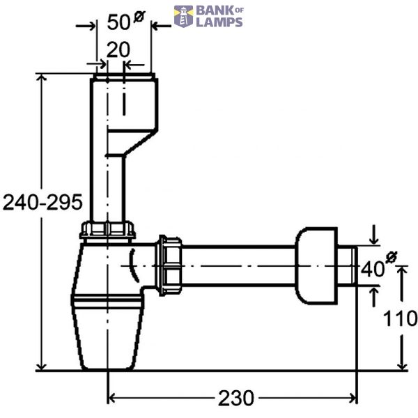 Bottle trap for urinal 50x40, white image 2