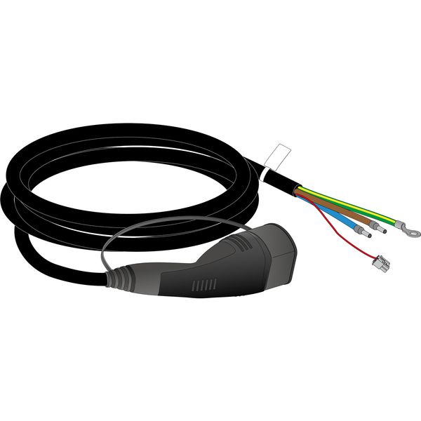 Charging cable, EVlink Pro AC/AC Metal, 5m, 32A, 3-phase, T2 connector at vehicle end, wire crimp at charging station end image 1