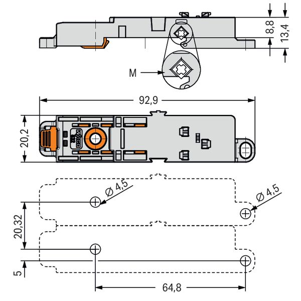 Mounting adapter lever Push-in CAGE CLAMP®, light gray image 2