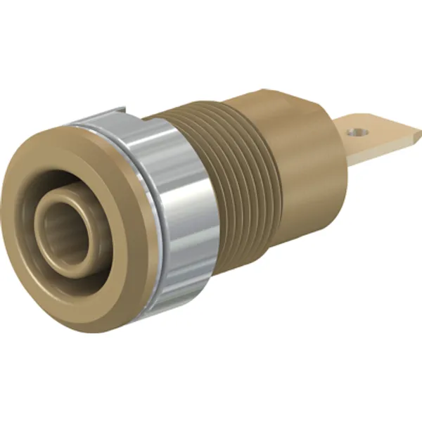 4 mm socket, flat plug connection, mounting Ø 12.2 mm, CAT III, brown, 23.3060-27 image 1
