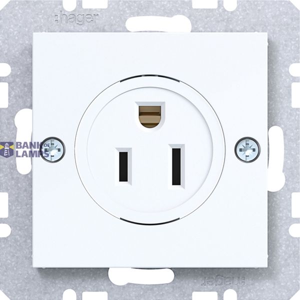 Wall socket USA/CANADA NEMA 5-15 R, screw class, A.x/C.x, white glass image 1