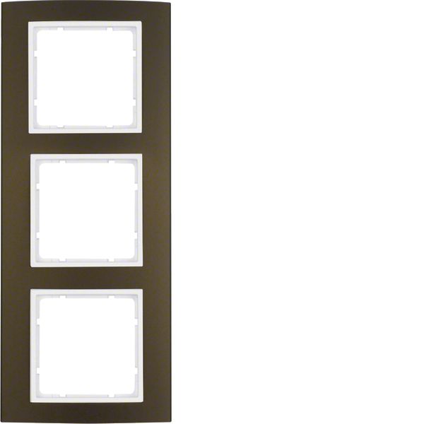 Frame 3gang, B.3, al. brown/p. white matt, al. anodised image 1