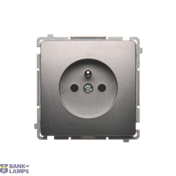 Single socket outlet with earthing, Inox, metallized, 16A image 1