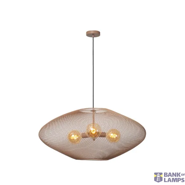 Lucide MESH - Hanglamp - Ø 88 cm - 3xE27 - Taupe image 1