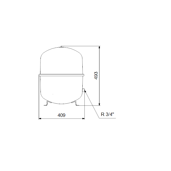 Expansion tank GT-HR-50 PN6 R¾ V, vertical, diaphragm image 2